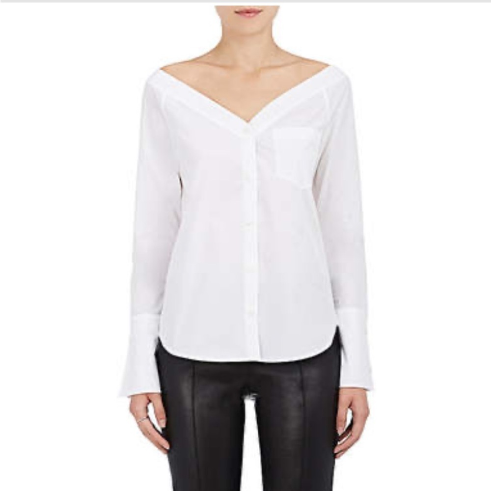 A.L.C. Wes Cotton Off the Shoulder Button Down